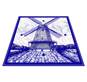 Vinilna preproga za kuhinjo delftska modrina - TenStickers