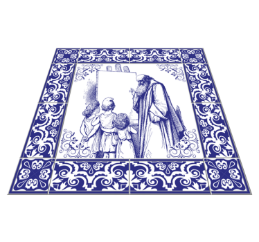 Vinilna preproga za kuhinjo modra delftska učiteljica - TenStickers