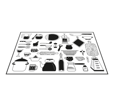 črno-bele kuhinjske vinilne talne obloge - TenStickers