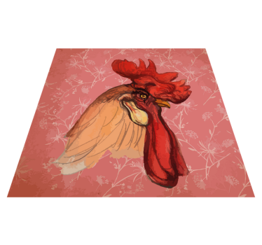 Rooster floral motif vinilni tepih s potiskom živali - TenStickers