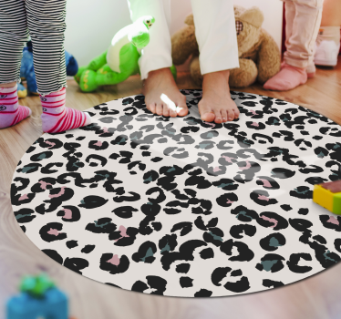 Bela okrogla vinil preproga leopard preproga živalskega potiska - TenStickers
