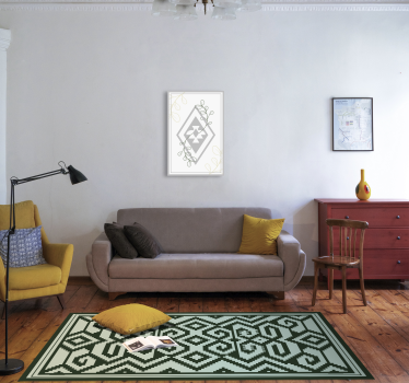 Zeleni geometrijski vzorci Skandinavski vinilni preproga - TenStickers