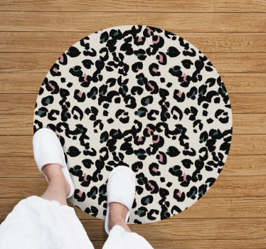 Bela okrogla vinil preproga leopard preproga živalskega potiska - TenStickers