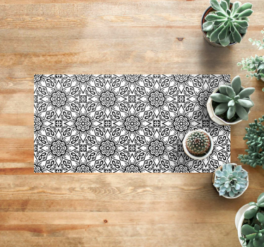 črno-bela cvetlična mandala mat podloga - TenStickers