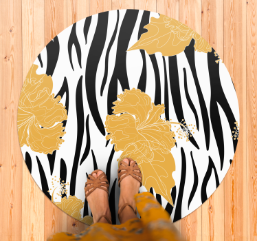 Cvetlični motiv zebre vinilni tepih s potiskom živali - TenStickers