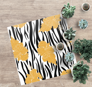 Zebra jungle pattern vinilni tepih s potiskom živali - TenStickers