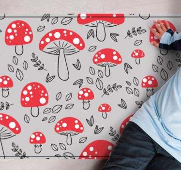 Klasične gobe na sivi podlagi cvetlična preproga - TenStickers