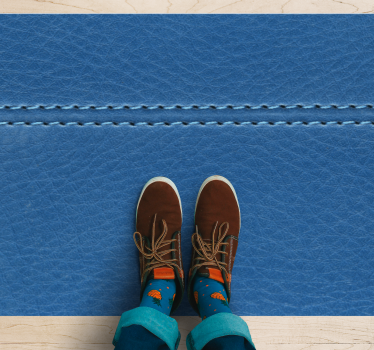 Blue leather stitching vinilna preproga - TenStickers