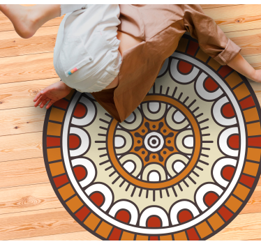 Okrogle oranžne tone mandala mat - TenStickers