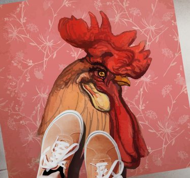 Rooster floral motif vinilni tepih s potiskom živali - TenStickers