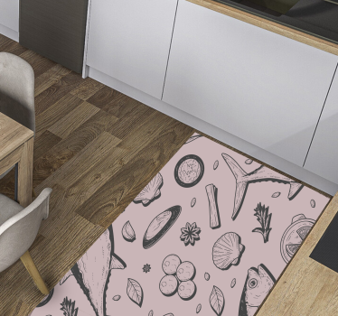Seafood inspired motif vinilna preproga za kuhinjo - TenStickers