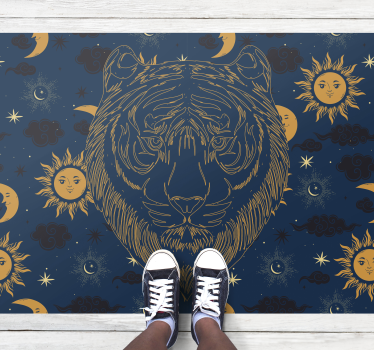 Tiger in sonca vinilni tepih s potiskom živali - TenStickers