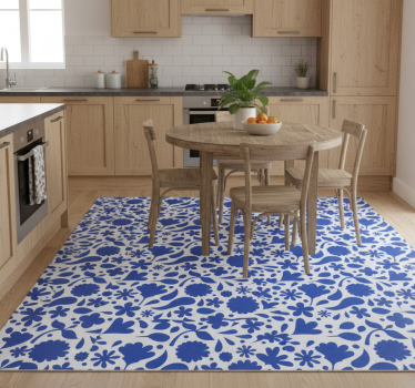 Vinilna preproga za kuhinjo delft modri raznoliki cvetovi - TenStickers