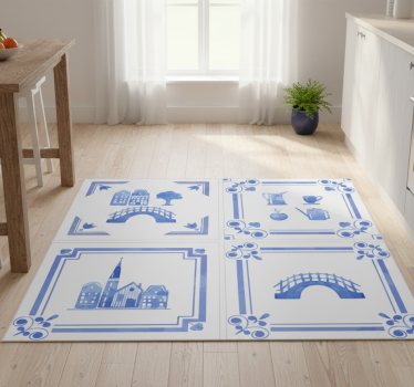 Vinilna preproga za kuhinjo nizozemske hiške delft - TenStickers