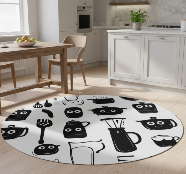 Vinilna preproga za kuhinjo z risanimi črnimi pripomočki - TenStickers