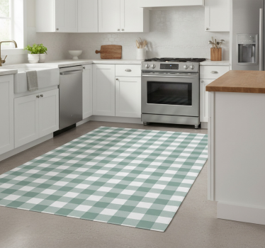 Vinilna preproga za kuhinjo zelena tartan - TenStickers