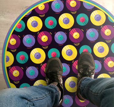 Vzorec vinilne plošče retro preproga - TenStickers