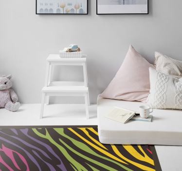 živahne zebraste črte vinilni tepih s potiskom živali - TenStickers