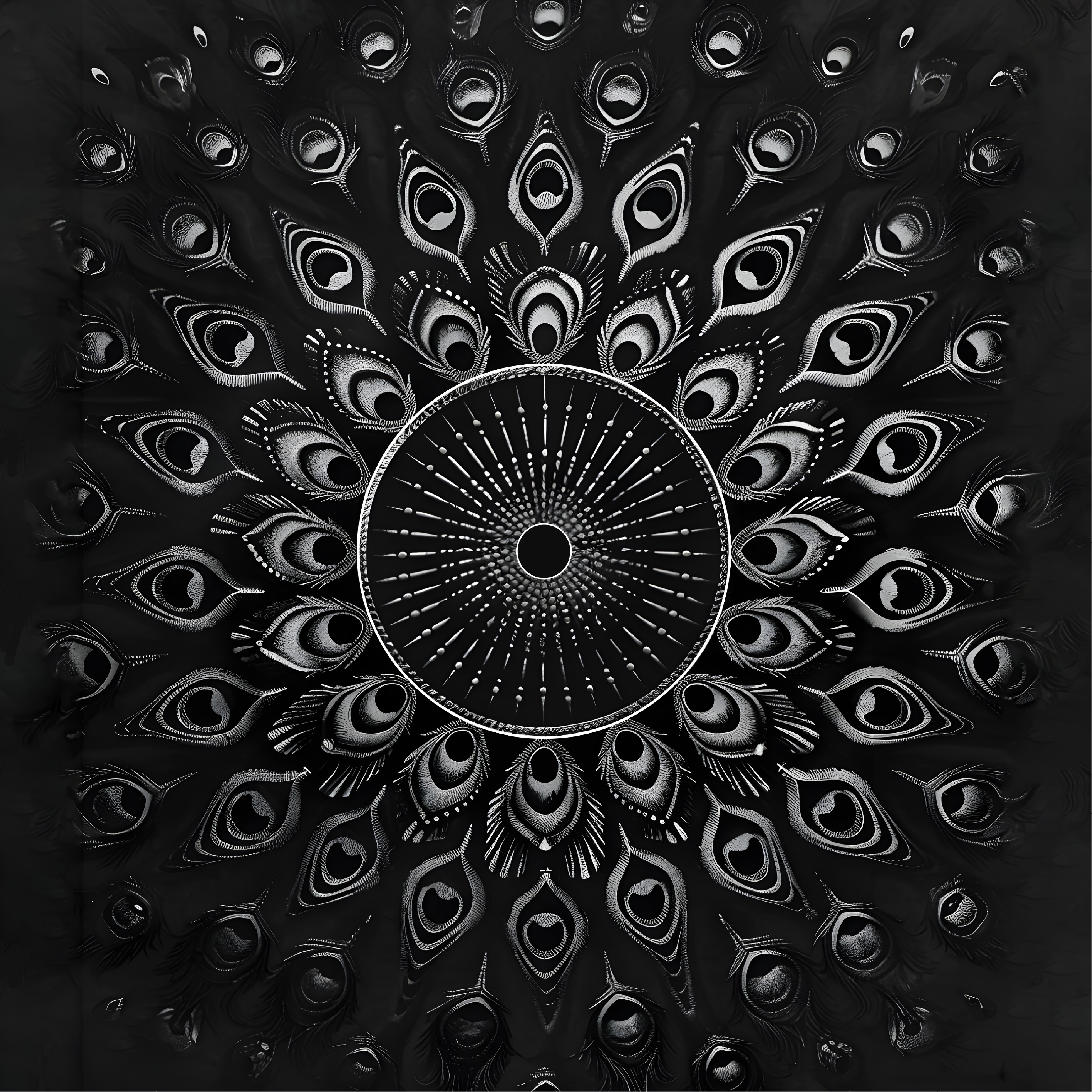 Pavje perje Črni vinilni preproga - TenStickers