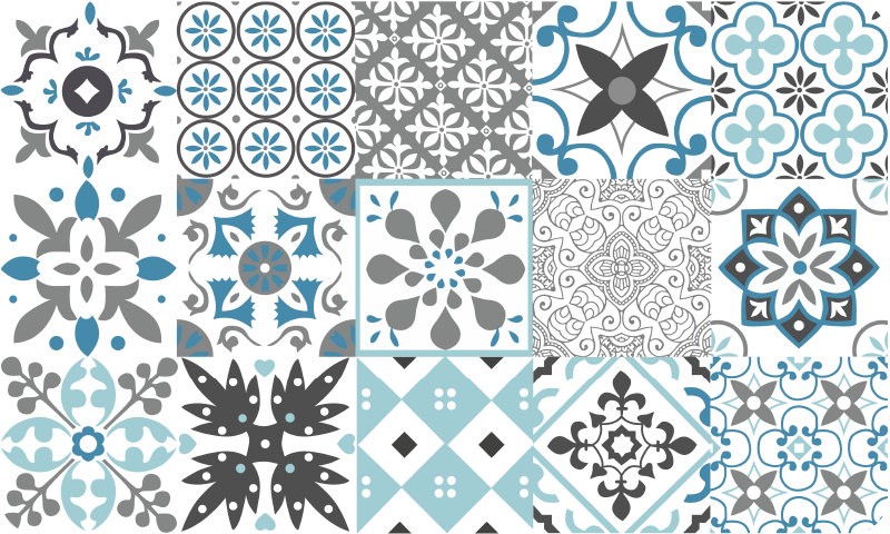 Modri mozaik Vinilna preproga za kuhinjo - TenStickers