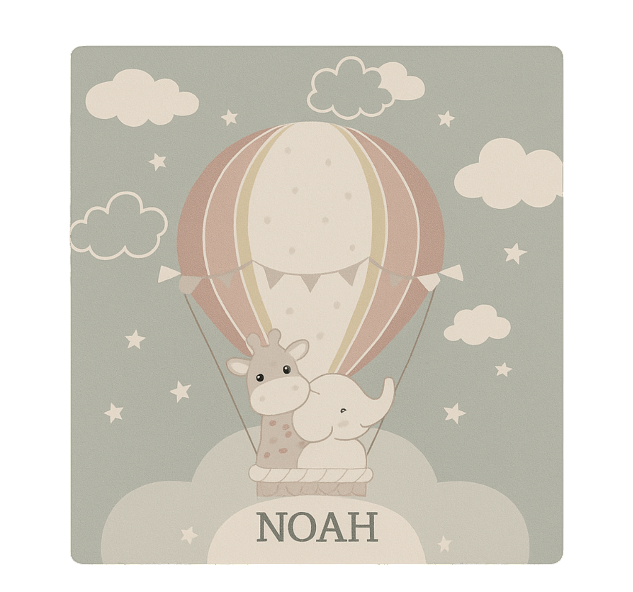 Pastelni zračni balon z imenom in vinilne preproge - TenStickers