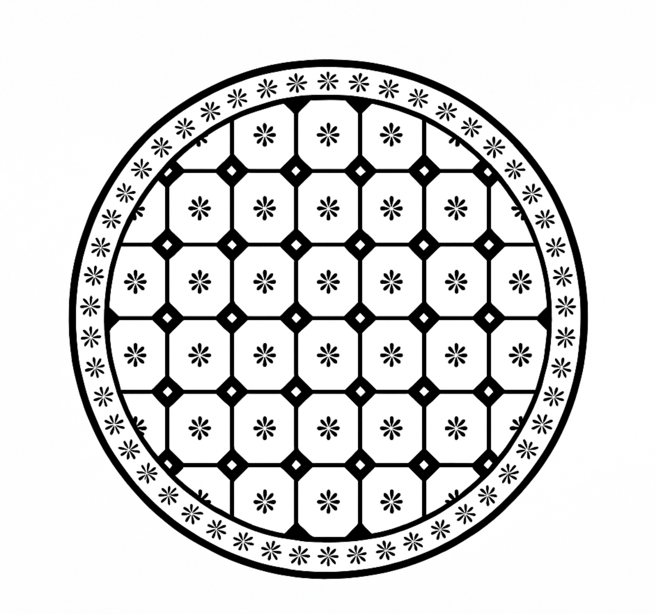 črno-bel vzorec ploščic Vinilna preproga za jedilnico - TenStickers