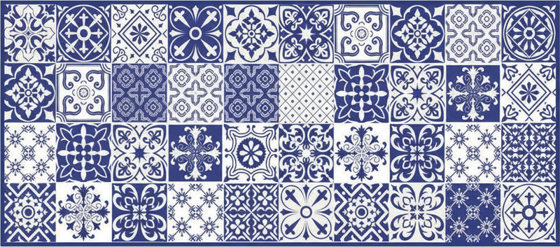 Vinilna preproga za kuhinjo kobaltna porcelanasta kolaž - TenStickers