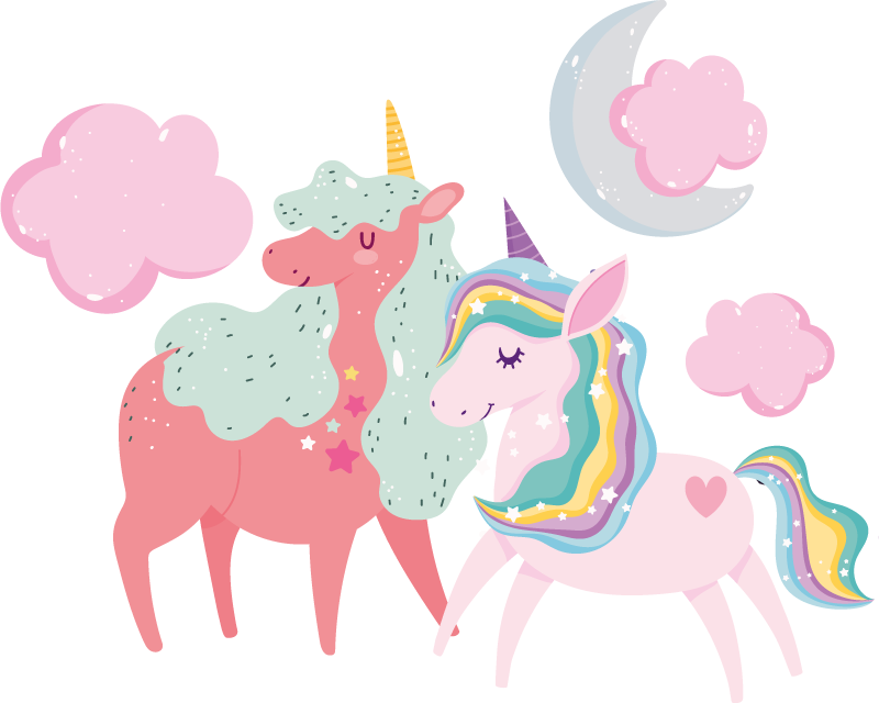 Tepih z živalskim potiskom majhen enorožniček z mamico - TenStickers