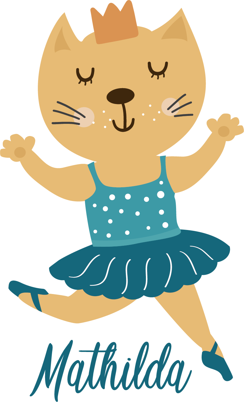 Tepih z živalskim potiskom plesna mačka z imenom - TenStickers