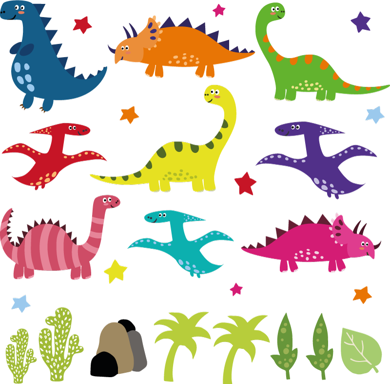 Tepih z živalskim potiskom nordijski dinozavri v barvah - TenStickers