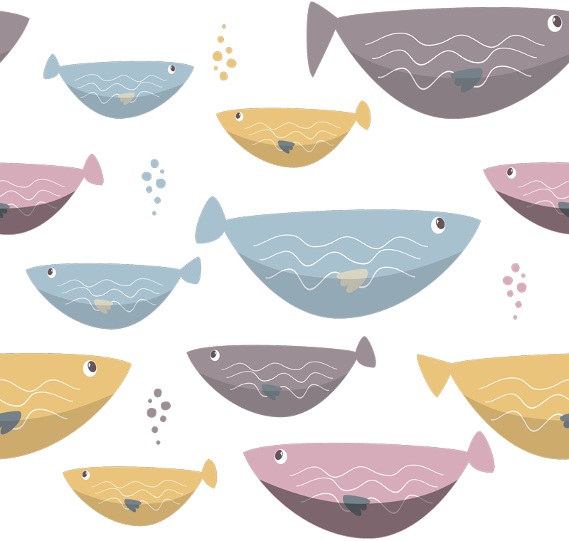 Tepih z živalskim potiskom v barvitih ribicah - TenStickers