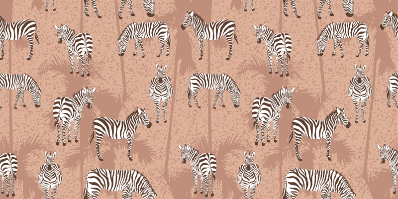Tepih z živalskim potiskom zebra in palme rjav - TenStickers
