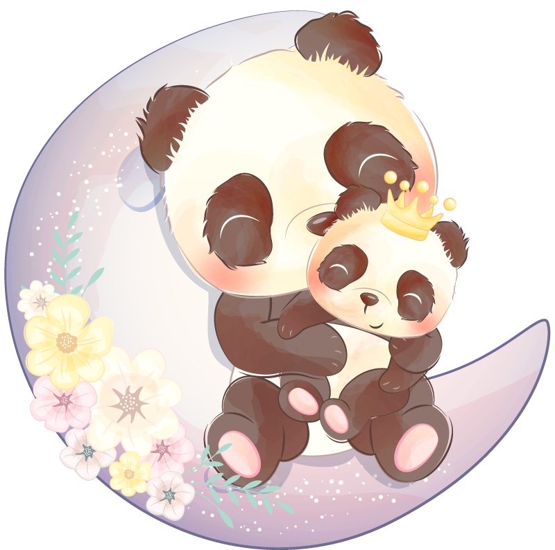 Tepih z živalskim potiskom dva panda na luni - TenStickers