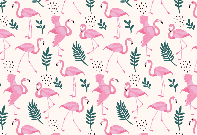 Tepih z živalskim potiskom flamingo motiv z listjem - TenStickers
