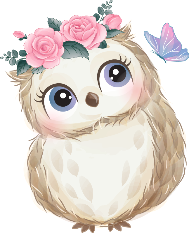 Tepih z živalskim potiskom sova in cvetlice - TenStickers