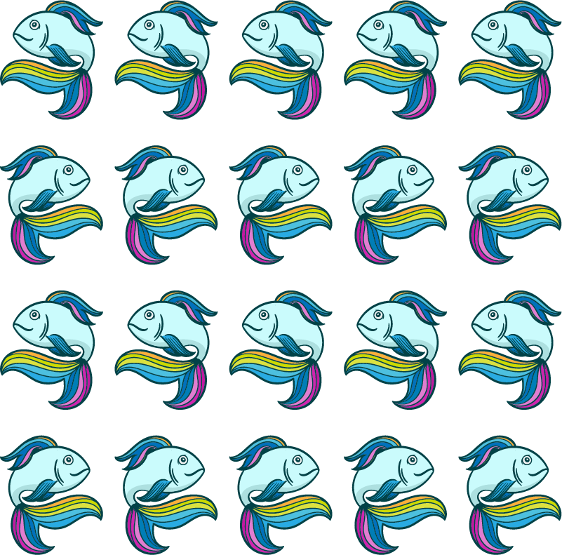 Tepih z živalskim potiskom modra neon riba - TenStickers