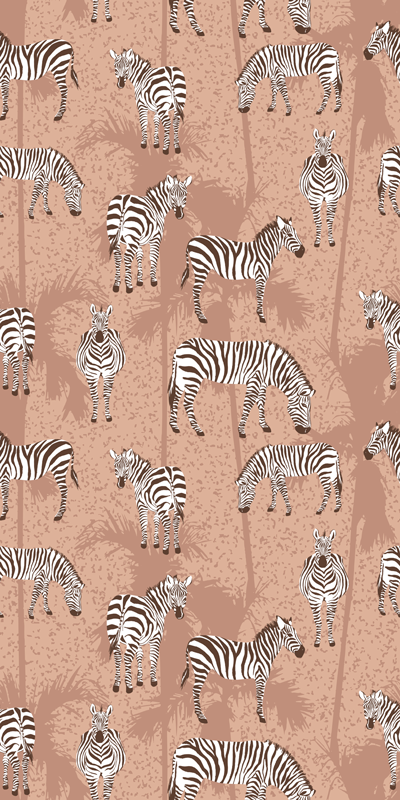 Tepih z živalskim potiskom zebra in palme rjave - TenStickers