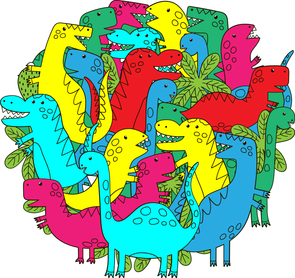 Tepih z živalskim potiskom okrogel pisan dinozaver za otroke - TenStickers