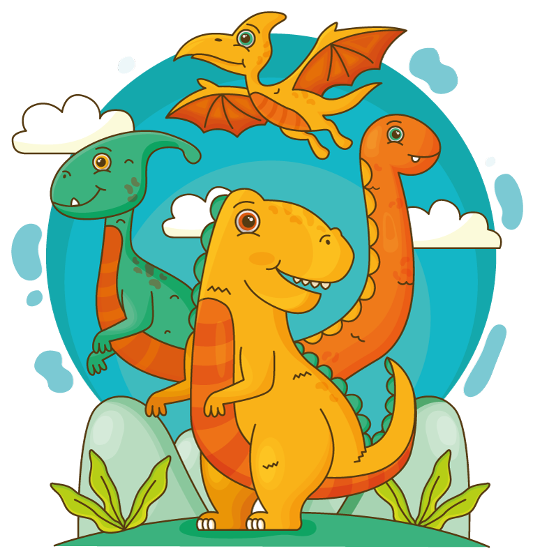 Tepih z živalskim potiskom dinosavčki v džungli - TenStickers