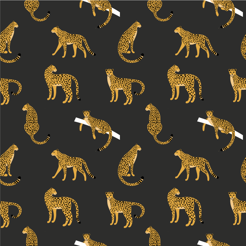 Tepih z živalskim potiskom leopardi na temnem ozadju - TenStickers