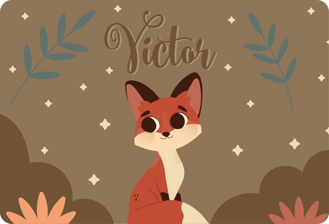 Tepih z živalskim potiskom ljubek lisjak za fanta z imenom - TenStickers