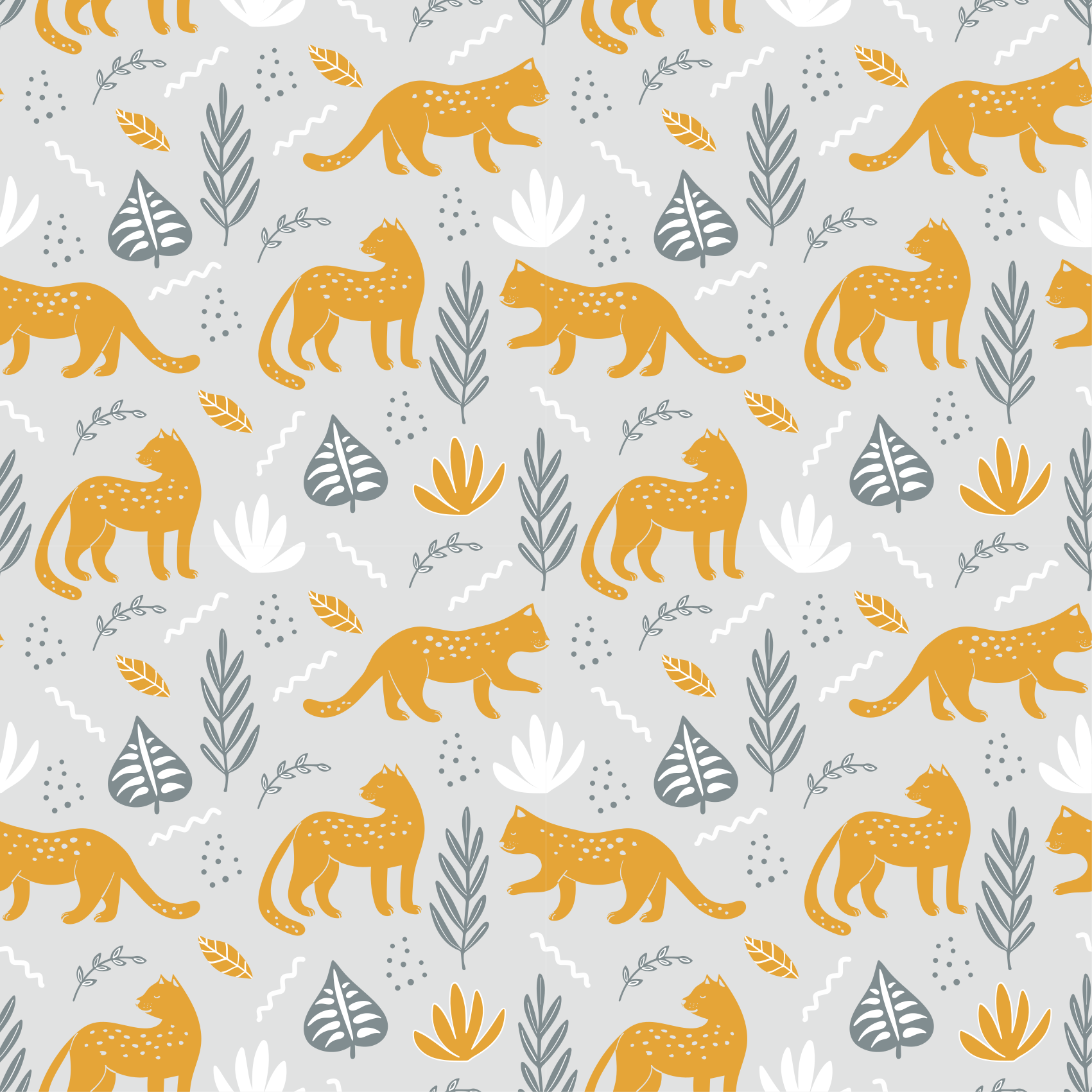 Tepih z živalskim potiskom leopardji korak na svetli podlagi - TenStickers