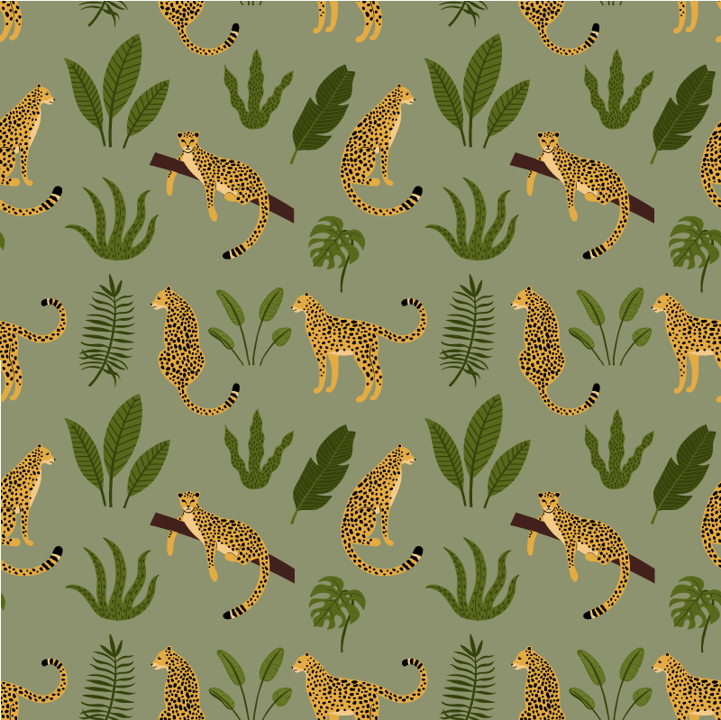Tepih z živalskim potiskom cvetlični džungelski leopard - TenStickers