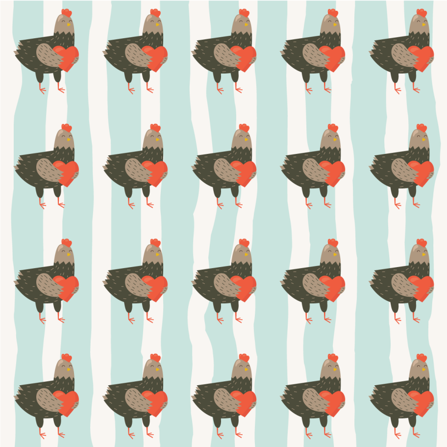 Tepih z živalskim potiskom bele črte in petelini - TenStickers