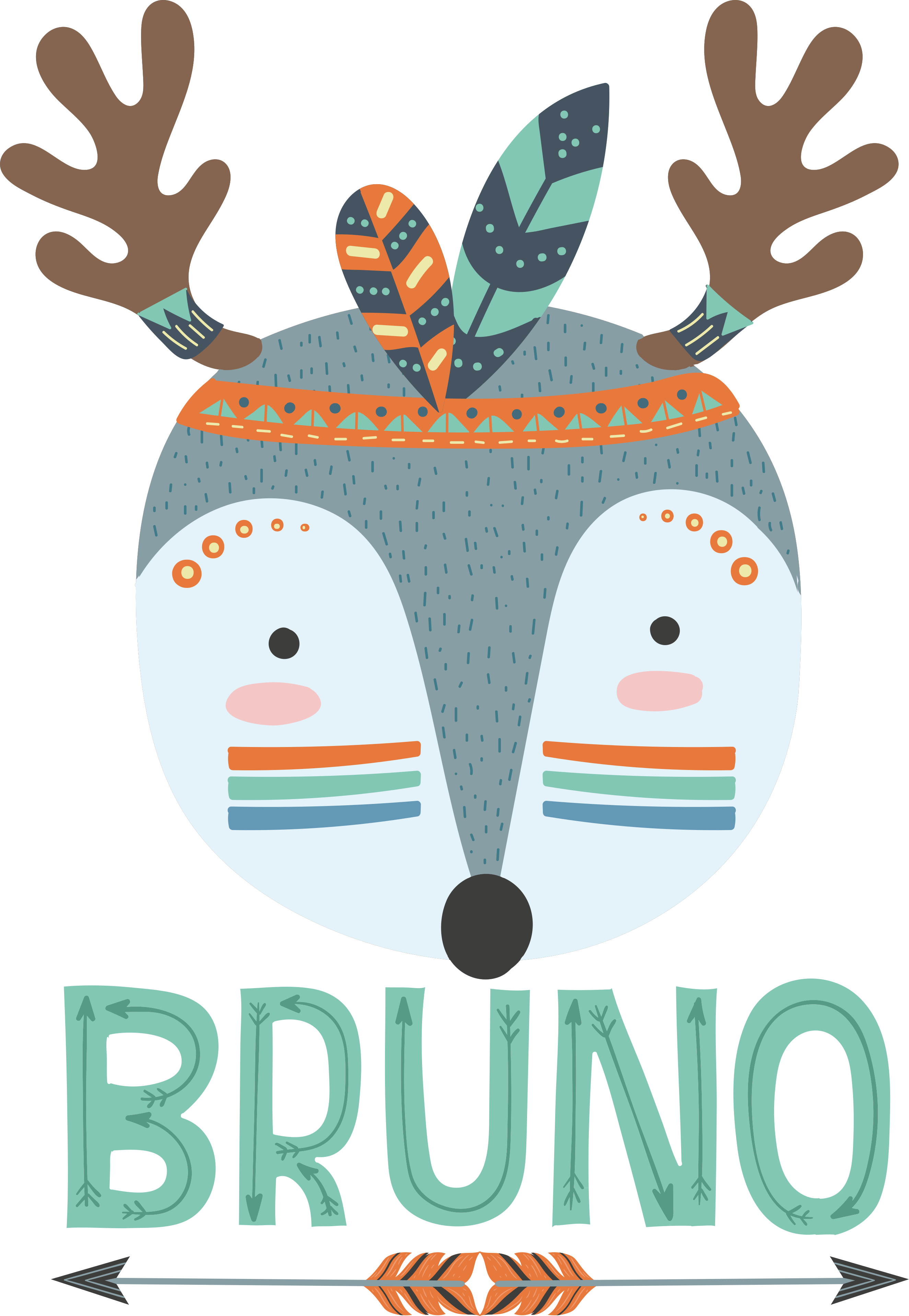 Tepih z živalskim potiskom nordijski jelen z imenom - TenStickers