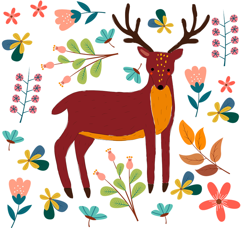Tepih z živalskim potiskom ilustracija pravljičnega jelena - TenStickers