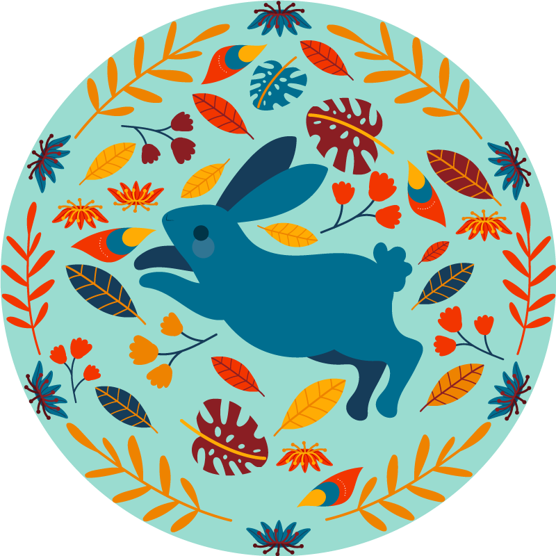 Tepih z živalskim potiskom ilustracija igrivega zajca - TenStickers