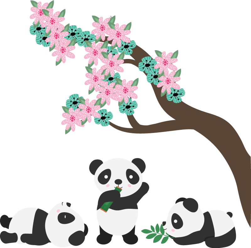 Tepih z živalskim potiskom plesni panda klan - TenStickers