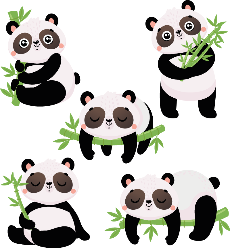 Tepih z živalskim potiskom s prikupnimi pandami - TenStickers