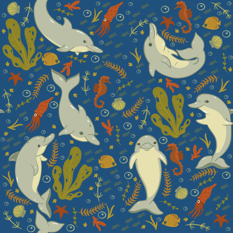 Tepih z živalskim potiskom igrive morske živali - TenStickers